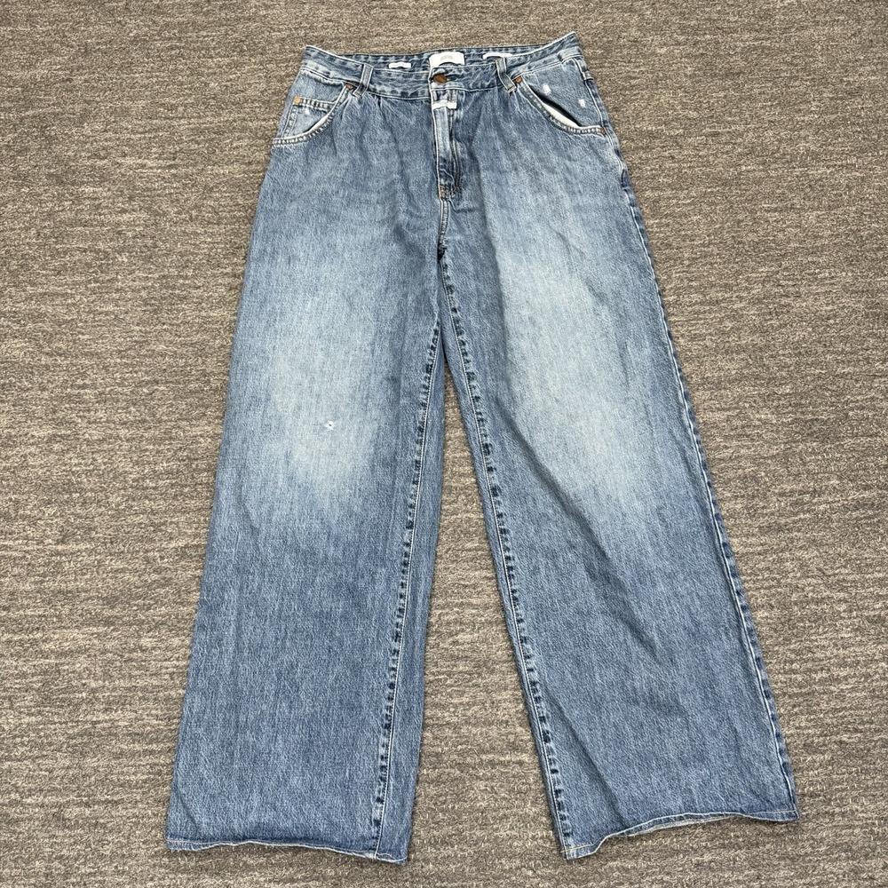 Closed Denim Jeans Women 30 Nolin Distressed Wide Leg Pleated Organic Italy